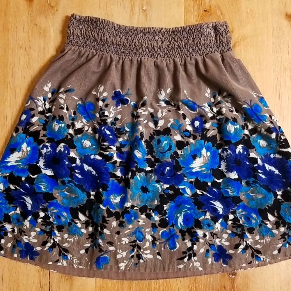 Free People Vintage Corduroy Floral Skirt